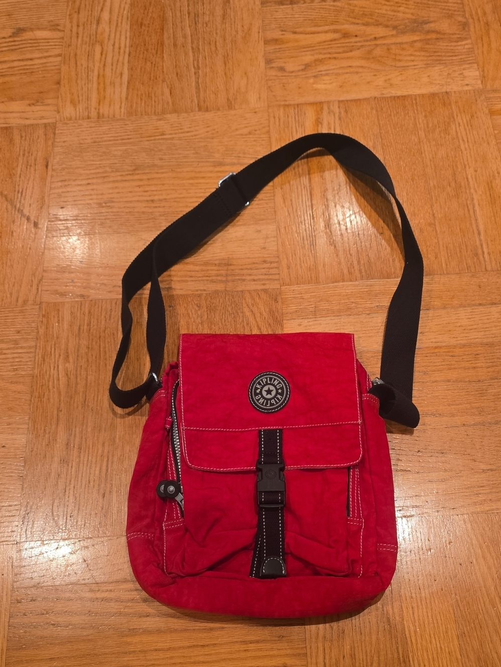 Kipling Red Crossbody Shoulder Bag with Black Strap